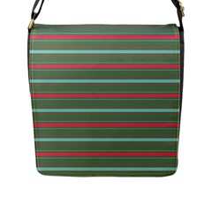 Horizontal Line Red Green Flap Messenger Bag (l) 