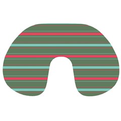 Horizontal Line Red Green Travel Neck Pillows by Mariart