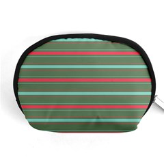 Horizontal Line Red Green Accessory Pouches (medium)  by Mariart