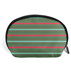 Horizontal Line Red Green Accessory Pouches (large)  by Mariart