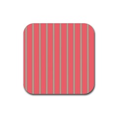 Line Red Grey Vertical Rubber Coaster (square) 