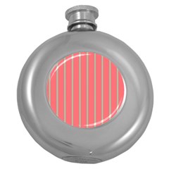 Line Red Grey Vertical Round Hip Flask (5 Oz) by Mariart