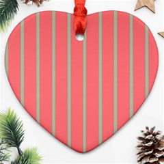 Line Red Grey Vertical Heart Ornament (two Sides) by Mariart