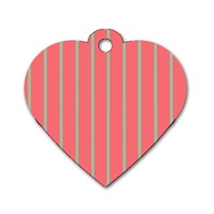 Line Red Grey Vertical Dog Tag Heart (two Sides)