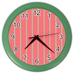 Line Red Grey Vertical Color Wall Clocks