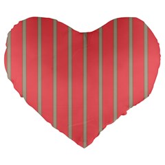 Line Red Grey Vertical Large 19  Premium Heart Shape Cushions