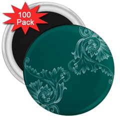 Leaf Green Blue Sexy 3  Magnets (100 Pack)