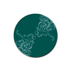 Leaf Green Blue Sexy Rubber Coaster (round) 