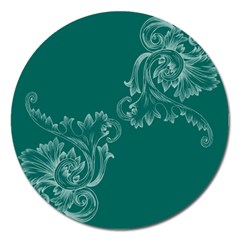 Leaf Green Blue Sexy Magnet 5  (round)