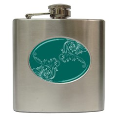 Leaf Green Blue Sexy Hip Flask (6 Oz) by Mariart