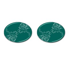 Leaf Green Blue Sexy Cufflinks (oval) by Mariart