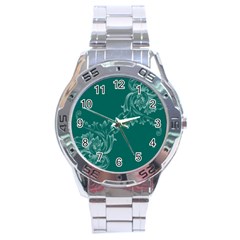 Leaf Green Blue Sexy Stainless Steel Analogue Watch by Mariart