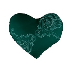 Leaf Green Blue Sexy Standard 16  Premium Heart Shape Cushions