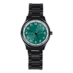 Leaf Green Blue Sexy Stainless Steel Round Watch by Mariart