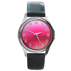 Line Pink Space Sexy Rainbow Round Metal Watch by Mariart