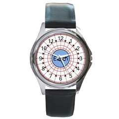 Magnetik Earth s Gravitational Line Triangle Round Metal Watch