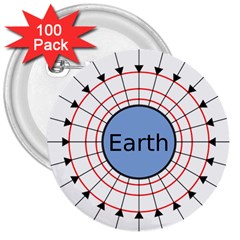 Magnetik Earth s Gravitational Line Triangle 3  Buttons (100 Pack)  by Mariart