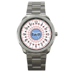 Magnetik Earth s Gravitational Line Triangle Sport Metal Watch by Mariart