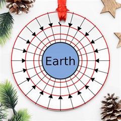 Magnetik Earth s Gravitational Line Triangle Round Ornament (two Sides) by Mariart