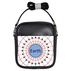 Magnetik Earth s Gravitational Line Triangle Girls Sling Bags