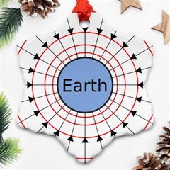 Magnetik Earth s Gravitational Line Triangle Snowflake Ornament (two Sides) by Mariart