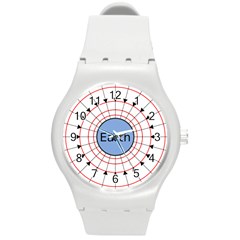 Magnetik Earth s Gravitational Line Triangle Round Plastic Sport Watch (m) by Mariart