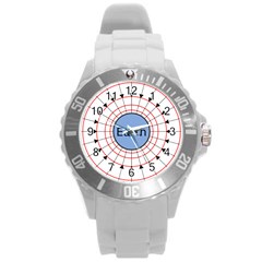 Magnetik Earth s Gravitational Line Triangle Round Plastic Sport Watch (l)