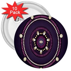 Mandalarium Hires Hand Eye Purple 3  Buttons (10 Pack) 