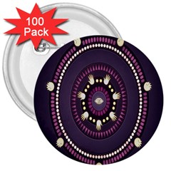 Mandalarium Hires Hand Eye Purple 3  Buttons (100 Pack)  by Mariart