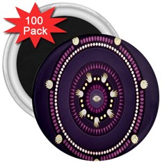 Mandalarium Hires Hand Eye Purple 3  Magnets (100 Pack)