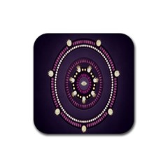 Mandalarium Hires Hand Eye Purple Rubber Coaster (square)  by Mariart