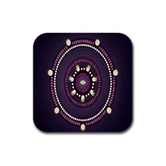 Mandalarium Hires Hand Eye Purple Rubber Square Coaster (4 Pack)  by Mariart