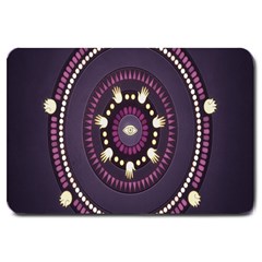 Mandalarium Hires Hand Eye Purple Large Doormat  by Mariart