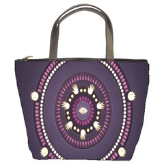 Mandalarium Hires Hand Eye Purple Bucket Bags