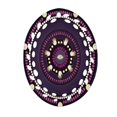 Mandalarium Hires Hand Eye Purple Ornament (oval Filigree) by Mariart