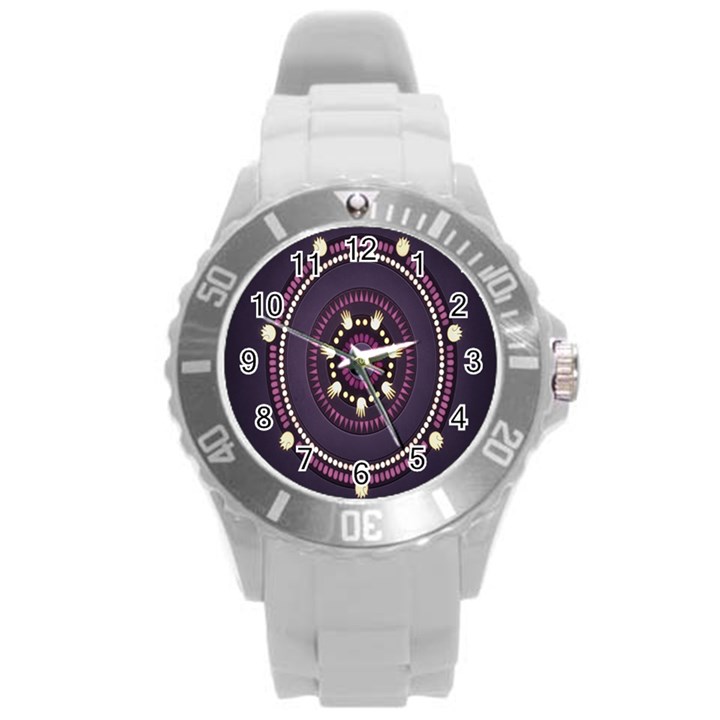 Mandalarium Hires Hand Eye Purple Round Plastic Sport Watch (L)