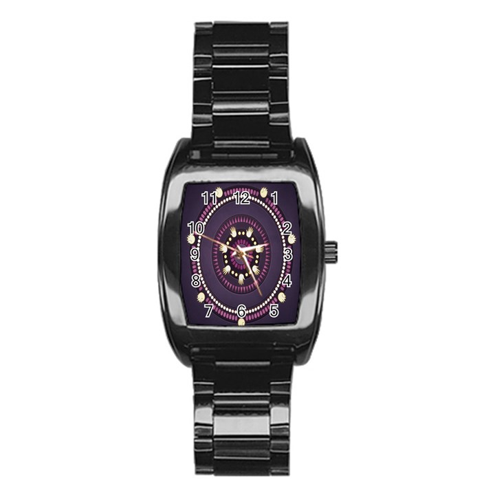 Mandalarium Hires Hand Eye Purple Stainless Steel Barrel Watch