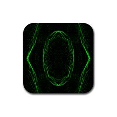 Green Foam Waves Polygon Animation Kaleida Motion Rubber Coaster (square)  by Mariart