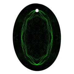 Green Foam Waves Polygon Animation Kaleida Motion Oval Ornament (two Sides) by Mariart