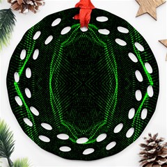 Green Foam Waves Polygon Animation Kaleida Motion Ornament (round Filigree) by Mariart