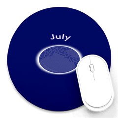 Moon July Blue Space Round Mousepads by Mariart