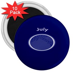 Moon July Blue Space 3  Magnets (10 Pack)  by Mariart