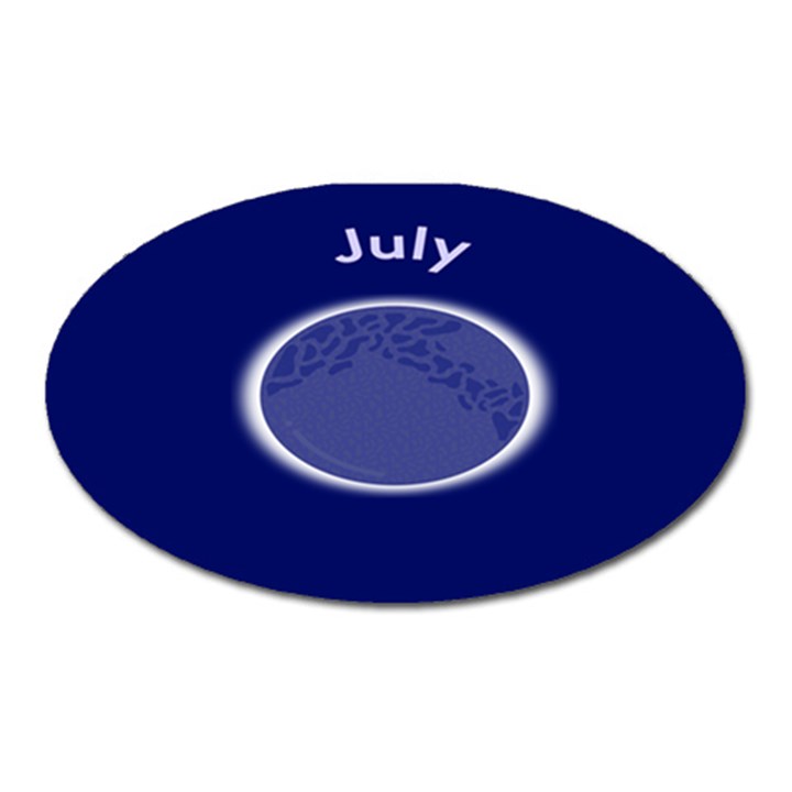 Moon July Blue Space Oval Magnet