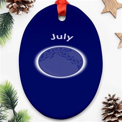 Moon July Blue Space Oval Ornament (two Sides) by Mariart