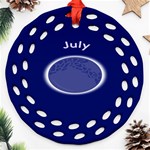 Moon July Blue Space Ornament (Round Filigree) Front