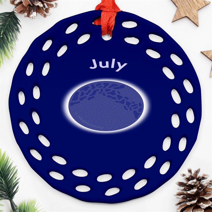 Moon July Blue Space Ornament (Round Filigree)