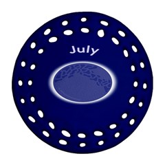 Moon July Blue Space Round Filigree Ornament (two Sides) by Mariart