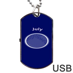 Moon July Blue Space Dog Tag Usb Flash (one Side)