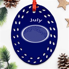 Moon July Blue Space Oval Filigree Ornament (two Sides)