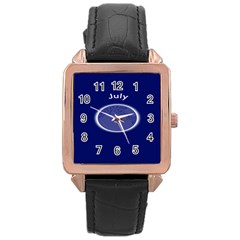 Moon July Blue Space Rose Gold Leather Watch 